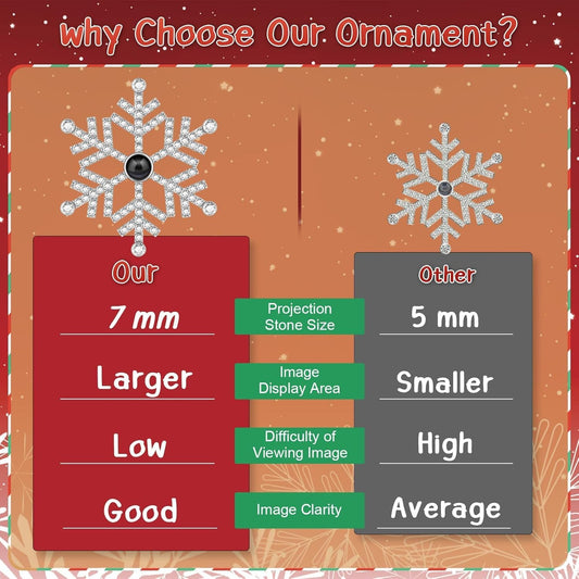 SUPHELPU Custom Snowflake Ornament with Picture Inside, Photo Ornaments for Christmas Tree, Personalized Christmas Projection Ornament, Customized Memorial Pendant for Xmas Family