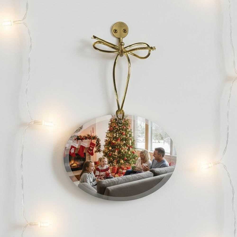 Personalized Glass Photo Ornament (Oval Landscape) | Great Gifts for Holidays, Christmas Tree, Birthdays, Anniversaries, Weddings. Personalized | Customized Gifts for Every Occasion