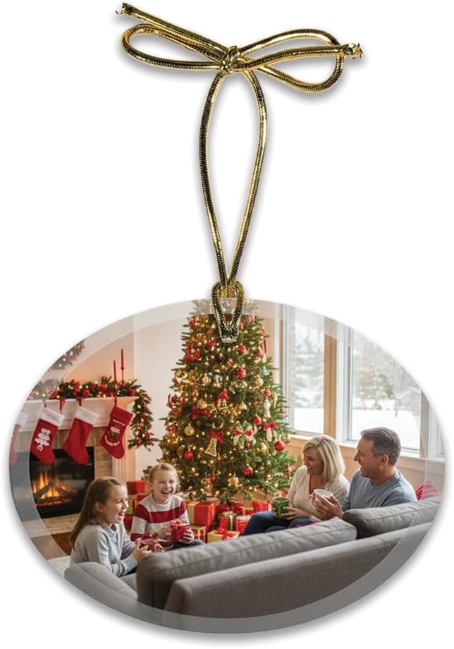 Personalized Glass Photo Ornament (Oval Landscape) | Great Gifts for Holidays, Christmas Tree, Birthdays, Anniversaries, Weddings. Personalized | Customized Gifts for Every Occasion