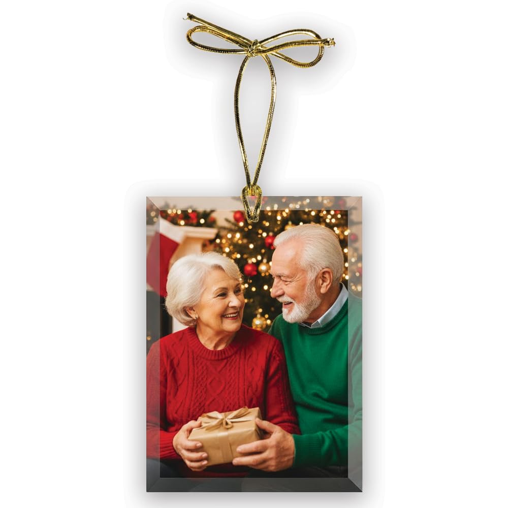 Personalized Glass Photo Ornament (Oval Landscape) | Great Gifts for Holidays, Christmas Tree, Birthdays, Anniversaries, Weddings. Personalized | Customized Gifts for Every Occasion