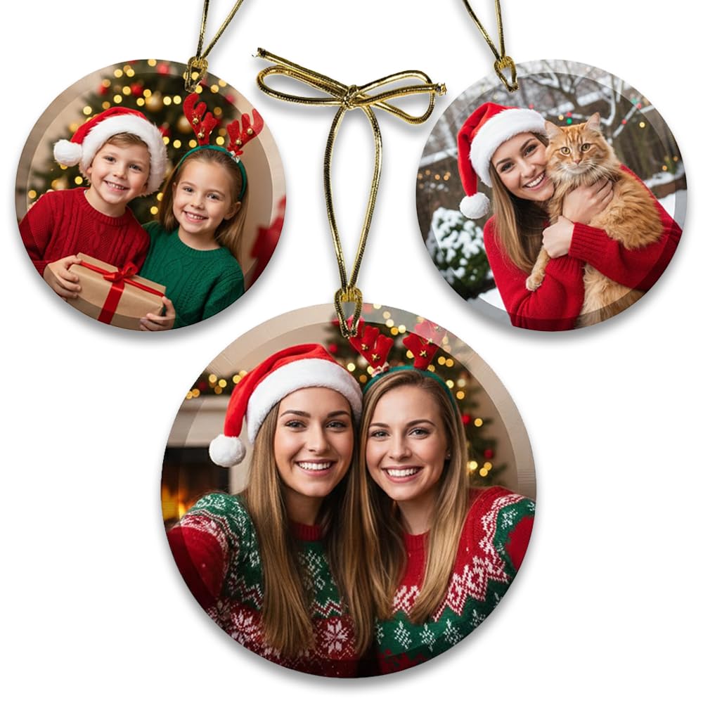 Personalized Glass Photo Ornament (Oval Landscape) | Great Gifts for Holidays, Christmas Tree, Birthdays, Anniversaries, Weddings. Personalized | Customized Gifts for Every Occasion