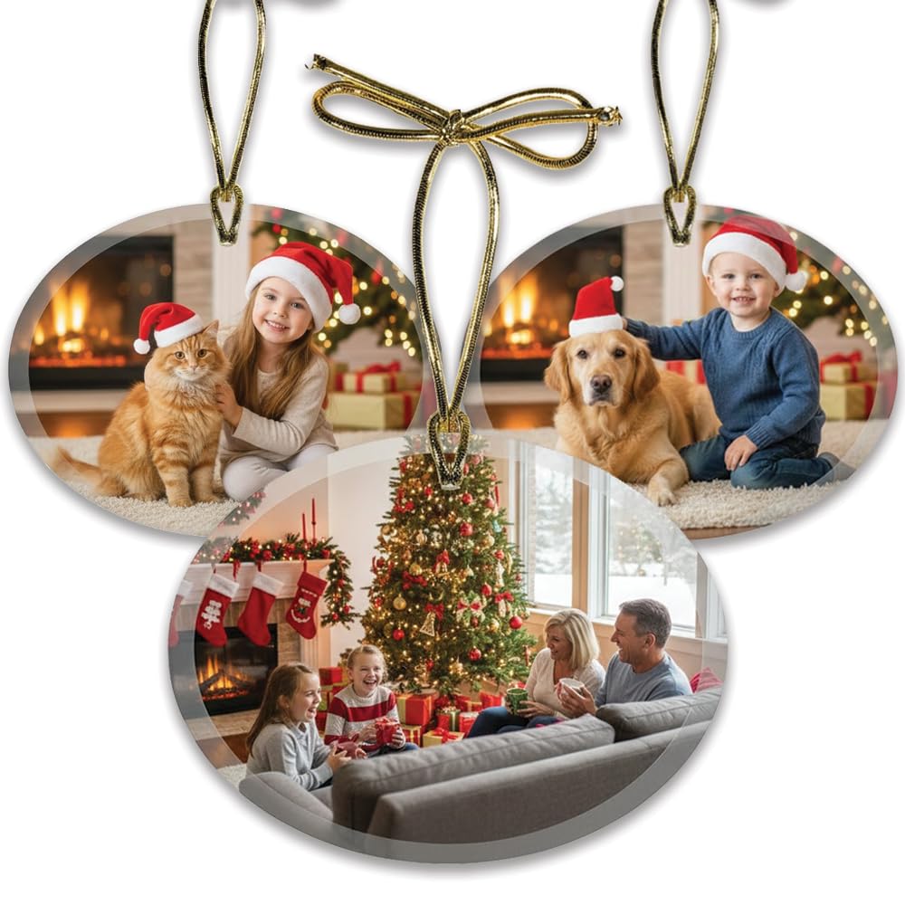 Personalized Glass Photo Ornament (Oval Landscape) | Great Gifts for Holidays, Christmas Tree, Birthdays, Anniversaries, Weddings. Personalized | Customized Gifts for Every Occasion
