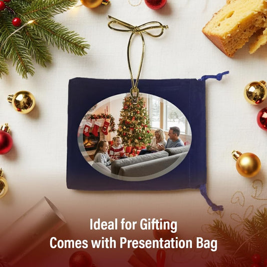 Personalized Glass Photo Ornament (Oval Landscape) | Great Gifts for Holidays, Christmas Tree, Birthdays, Anniversaries, Weddings. Personalized | Customized Gifts for Every Occasion