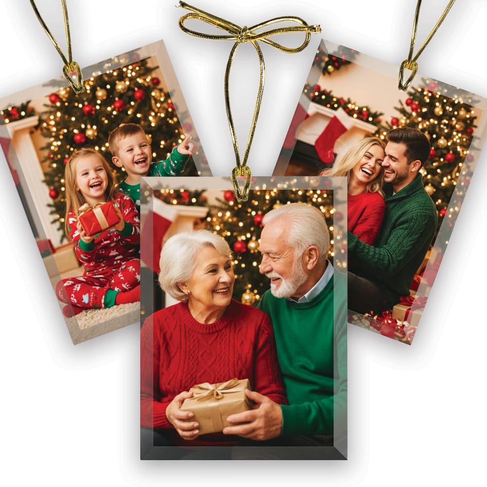 Personalized Glass Photo Ornament (Oval Landscape) | Great Gifts for Holidays, Christmas Tree, Birthdays, Anniversaries, Weddings. Personalized | Customized Gifts for Every Occasion