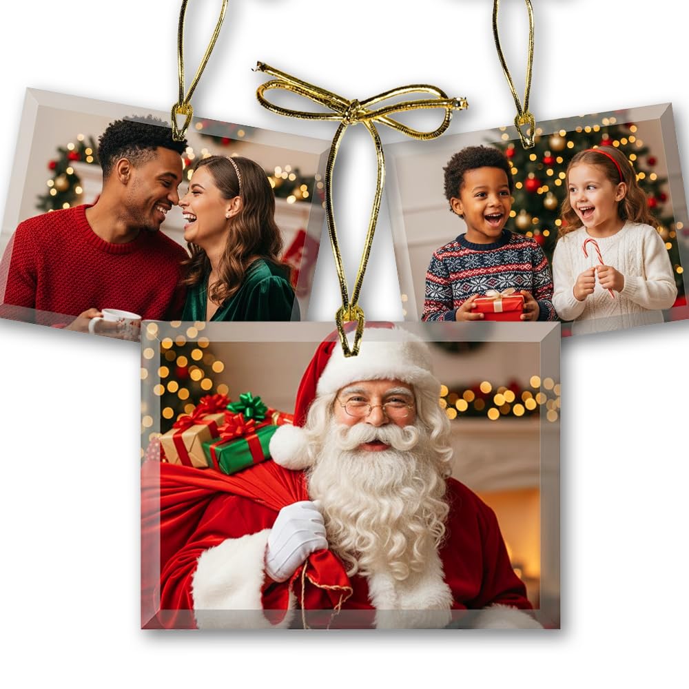 Personalized Glass Photo Ornament (Oval Landscape) | Great Gifts for Holidays, Christmas Tree, Birthdays, Anniversaries, Weddings. Personalized | Customized Gifts for Every Occasion