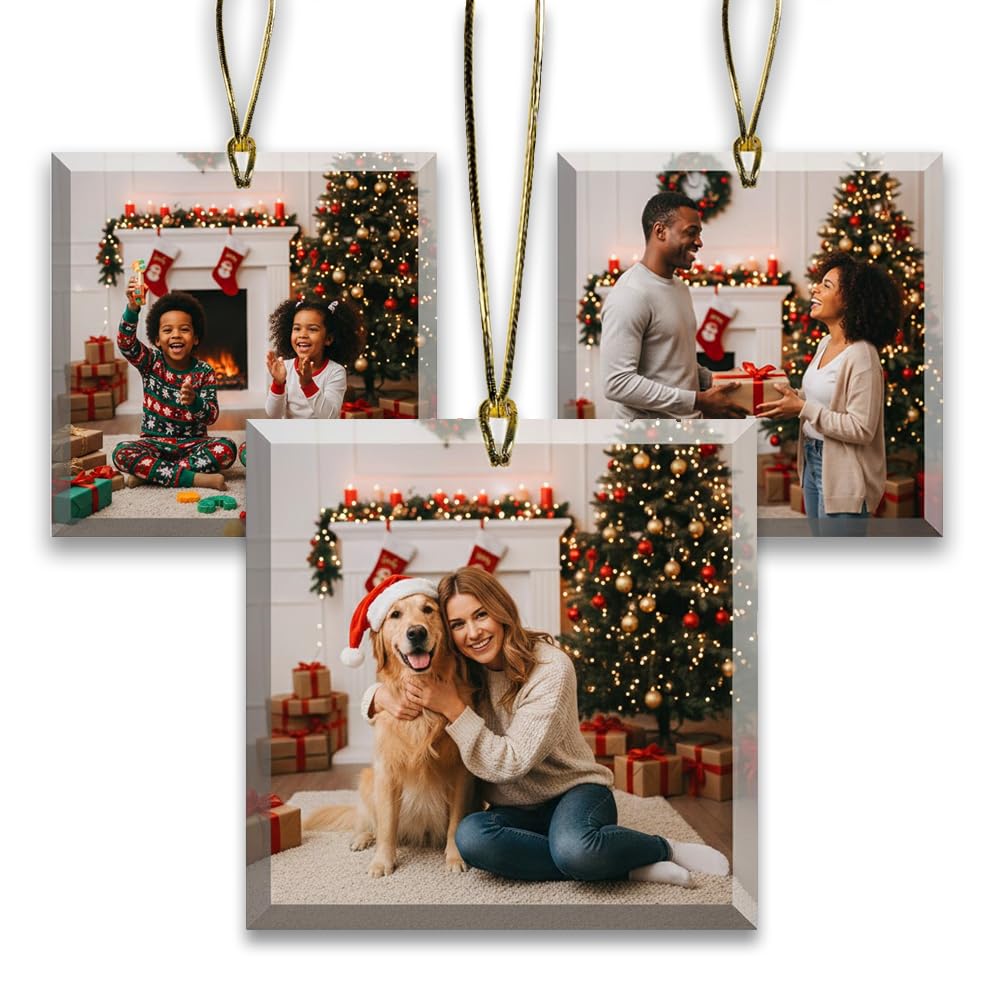 Personalized Glass Photo Ornament (Oval Landscape) | Great Gifts for Holidays, Christmas Tree, Birthdays, Anniversaries, Weddings. Personalized | Customized Gifts for Every Occasion