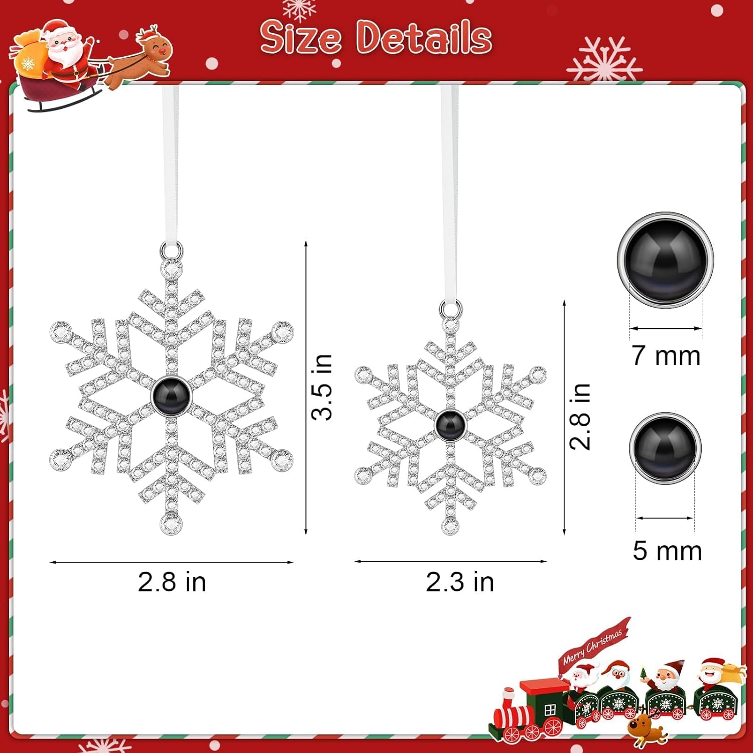 SUPHELPU Custom Snowflake Ornament with Picture Inside, Photo Ornaments for Christmas Tree, Personalized Christmas Projection Ornament, Customized Memorial Pendant for Xmas Family