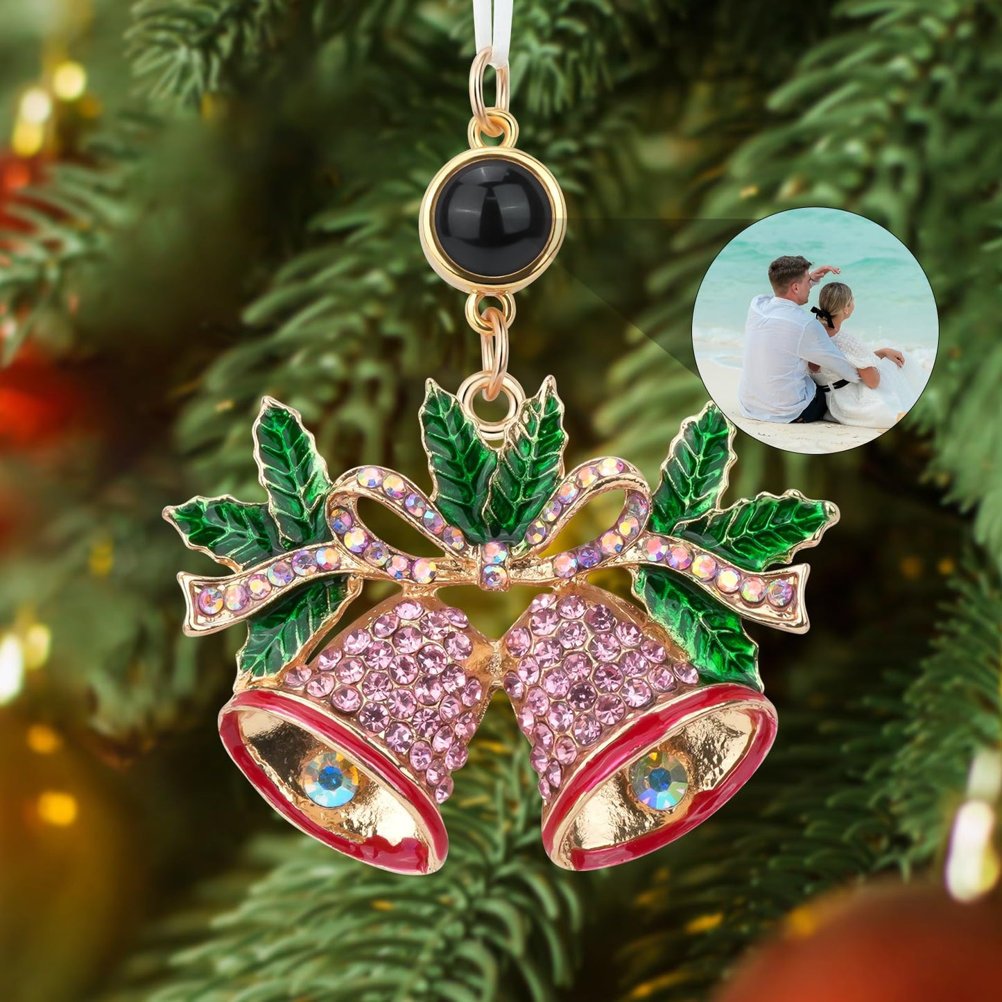 SUPHELPU Custom Snowflake Ornament with Picture Inside, Photo Ornaments for Christmas Tree, Personalized Christmas Projection Ornament, Customized Memorial Pendant for Xmas Family