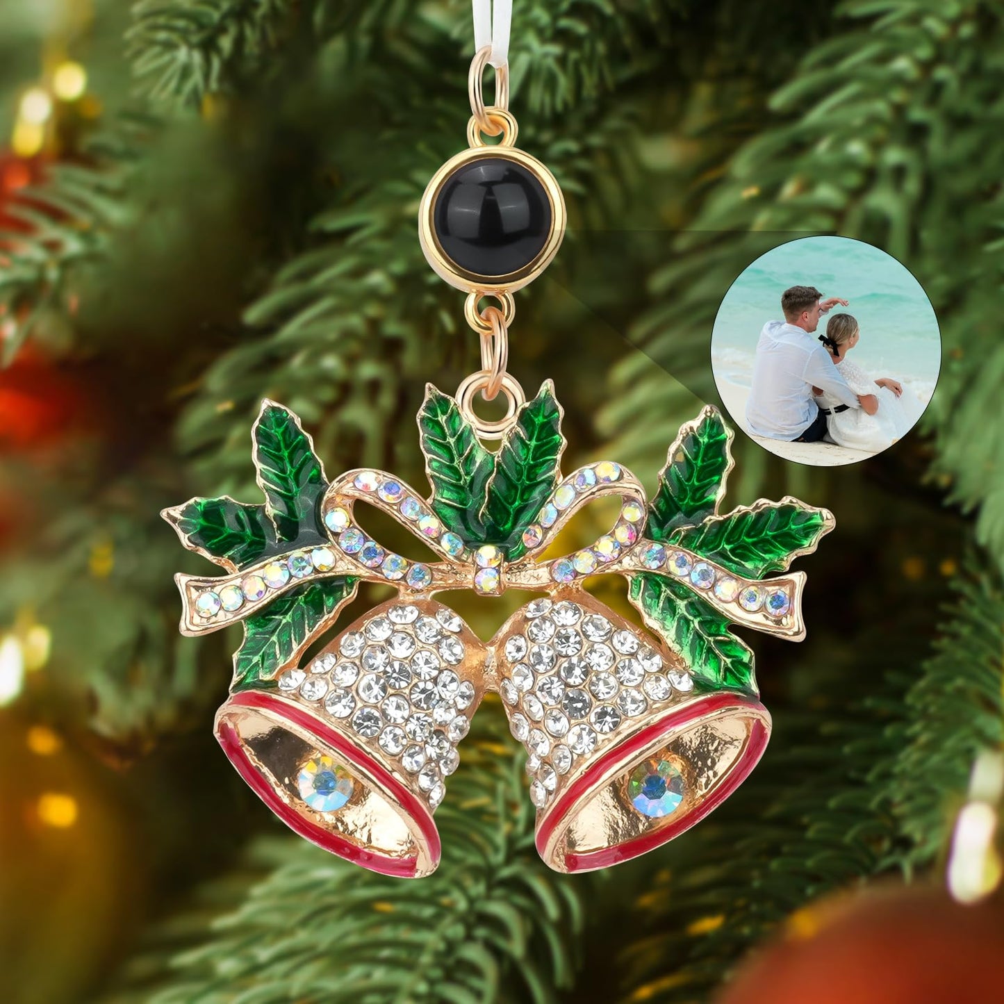 SUPHELPU Custom Snowflake Ornament with Picture Inside, Photo Ornaments for Christmas Tree, Personalized Christmas Projection Ornament, Customized Memorial Pendant for Xmas Family