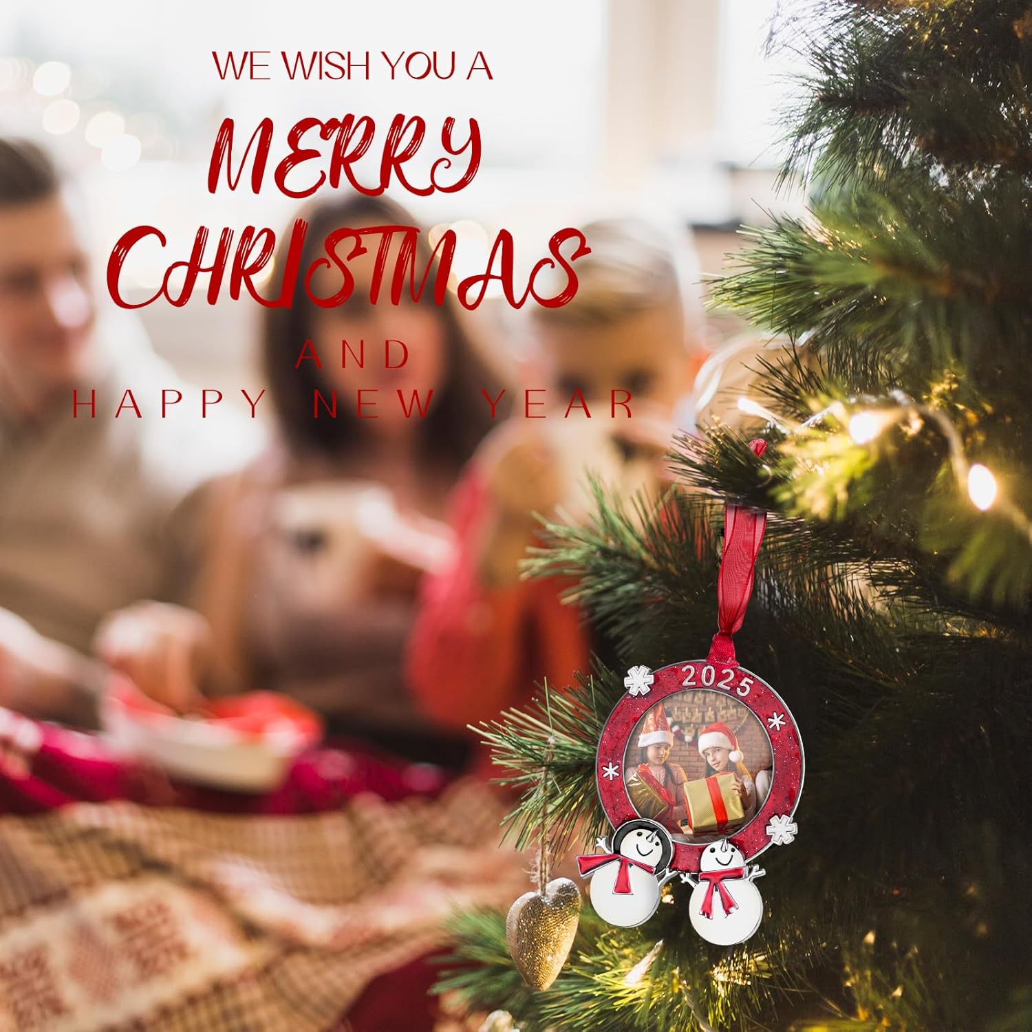 GUOER 3PCS Christmas Tree Ornaments Set Picture Frame Ornament Holiday Keepsake Gift Home Decor Christmas Decorations Xmas Gifts Pendant with 2” Photo Frame Insert (Tree Set 2025)